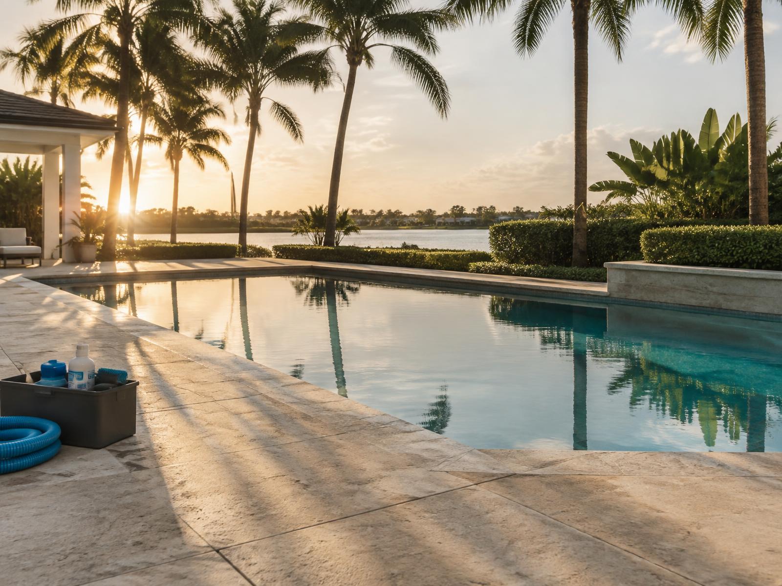 Pool at a South Florida residence in morning light
